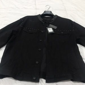 John Varvatos studded black denim jacket XXL w/tags.